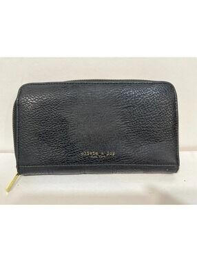 Olivia & Joy Women's Black Faux Leather Wallet 2 Divided Sections
